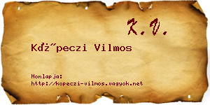 Köpeczi Vilmos névjegykártya